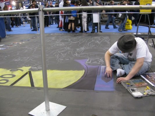 NYCC 09: Scenes from the Convention Floor: Chalk Watchmen Mural in Progress
