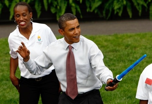 President Obama with Lightsaber President Obama with Lightsaber