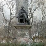 Gov. William H. Seward Statue dons The Cape. Madison Square Park, New York