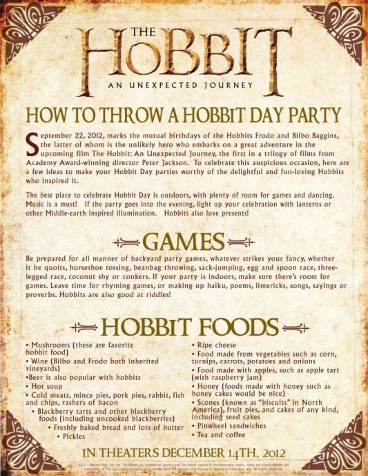 The Hobbit: An Unexpected Journey Hobbit Party