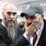 NYCC 2012: Menton J. Matthews III (menton3) and Kasra Ghanbari. Menton continues to ensorcel Kasra.