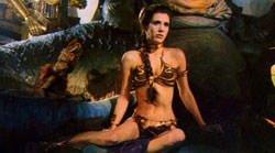 Carrie Fisher in the ubiquitous Slave Leia bikini