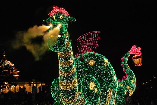 Pete sparkles with thousands of colorful lights in the Disney Electrical Parade