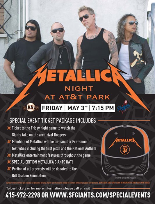 Metallica Night San Francisco Giants Flyer
