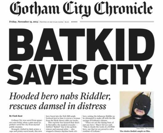Miles Scott's Batkid News Headline