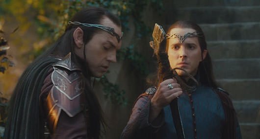 The Hobbit An Unexpected Journey Hugo Weaving as Elrond Bret McKenzie as Lindir