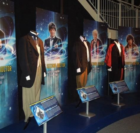 Costume replicas of the First, Second, and Third Doctors
