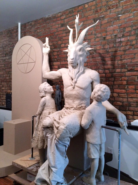 The Satanic Temple Satan Monument for Oklahoma Capitol in progress. Photo by Jonathan Smith for Vice