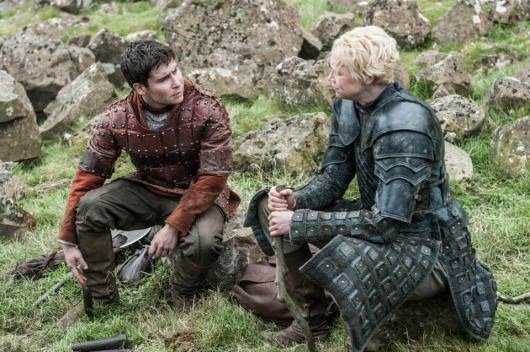 Game Of Thrones Season 5 Daniel Portman as Podrick Payne and Gwendoline Christie as Brienne of Tarth
