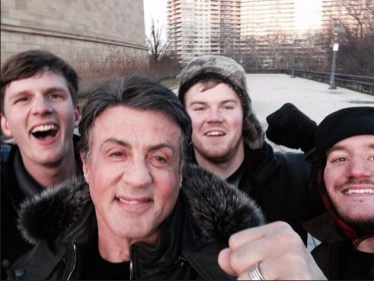 Sylvester Stallone With Fans Near Rocky Steps