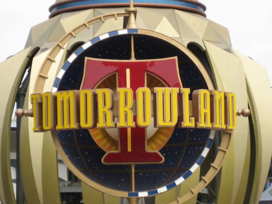 Tomorrowland sign at entrance of Disneyland 