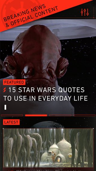 Star Wars App Screenshot Quotes