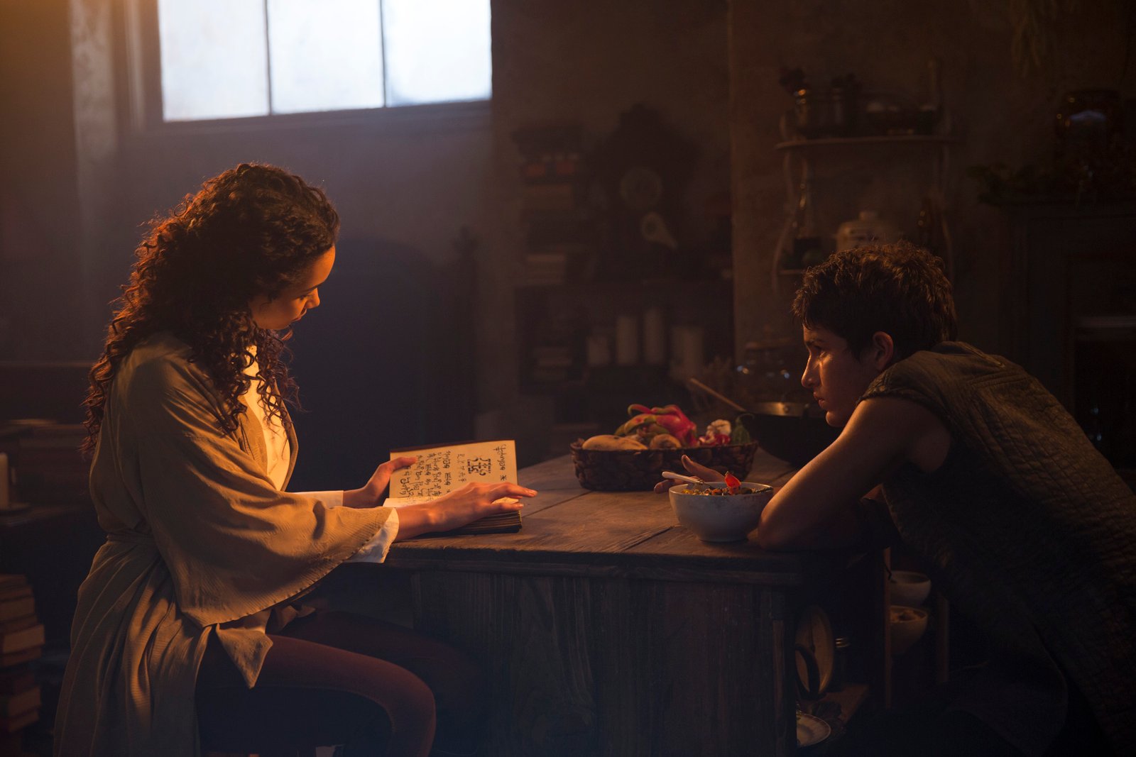 Aramis Knight as M.K. and Madeleine Mantock as Veil – Into the Badlands, Season 1 ...